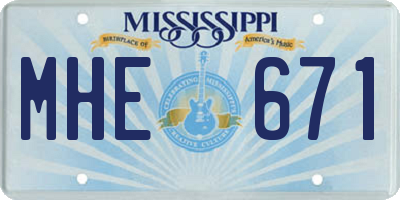 MS license plate MHE671