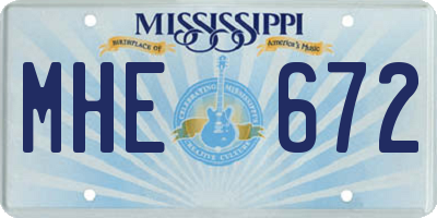 MS license plate MHE672