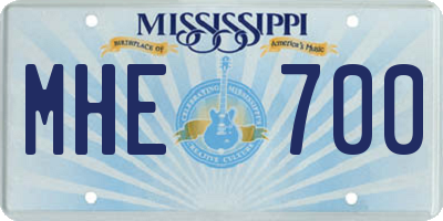 MS license plate MHE700
