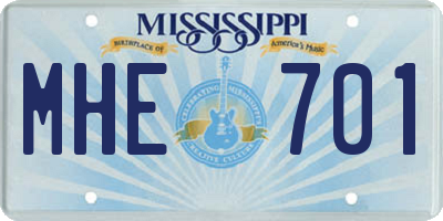 MS license plate MHE701
