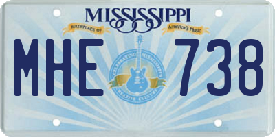 MS license plate MHE738
