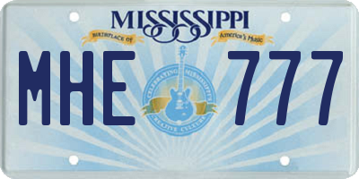 MS license plate MHE777