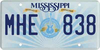 MS license plate MHE838