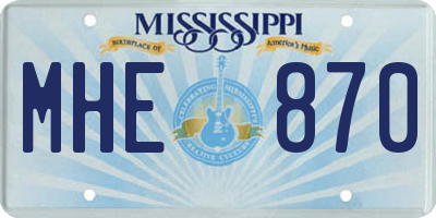 MS license plate MHE870