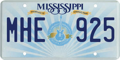 MS license plate MHE925
