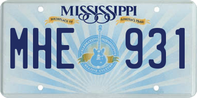 MS license plate MHE931