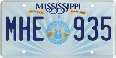 MS license plate MHE935