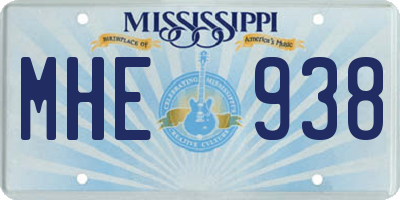 MS license plate MHE938