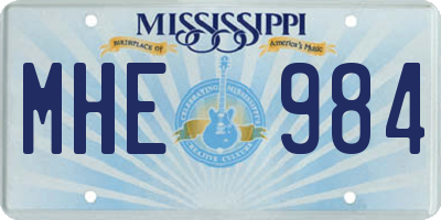 MS license plate MHE984