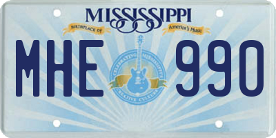 MS license plate MHE990
