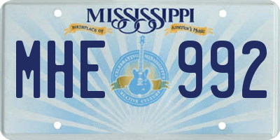 MS license plate MHE992
