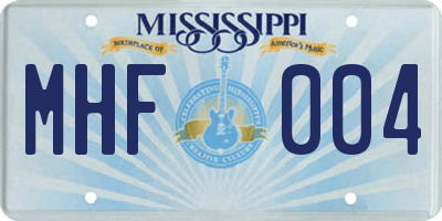 MS license plate MHF004