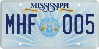 MS license plate MHF005
