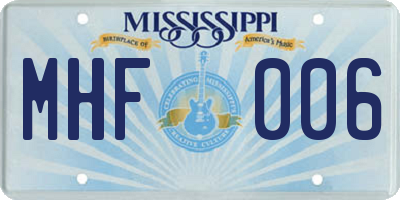 MS license plate MHF006