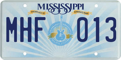 MS license plate MHF013