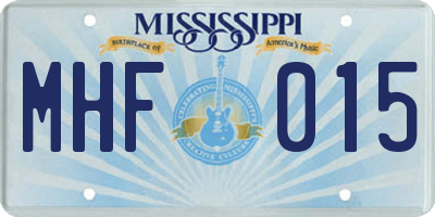 MS license plate MHF015