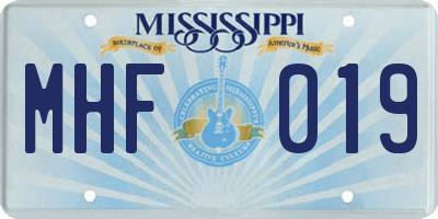 MS license plate MHF019