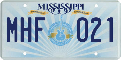 MS license plate MHF021