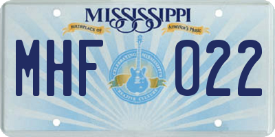 MS license plate MHF022
