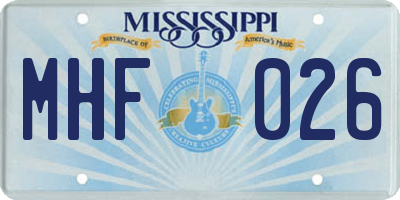 MS license plate MHF026