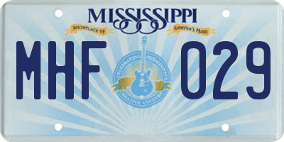 MS license plate MHF029