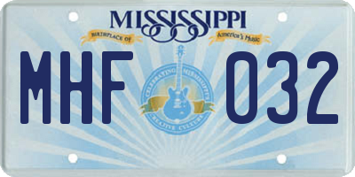 MS license plate MHF032