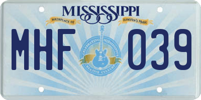 MS license plate MHF039