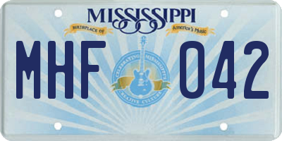 MS license plate MHF042