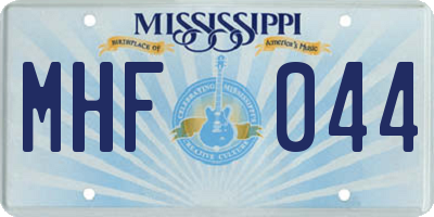 MS license plate MHF044