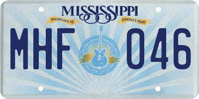 MS license plate MHF046