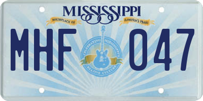 MS license plate MHF047