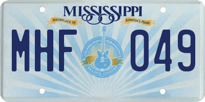 MS license plate MHF049