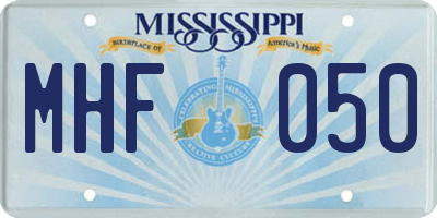 MS license plate MHF050
