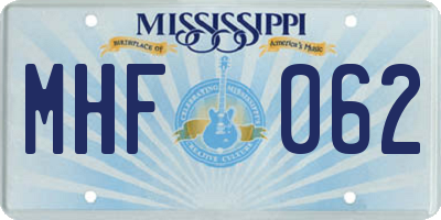 MS license plate MHF062