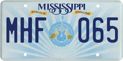 MS license plate MHF065