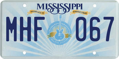 MS license plate MHF067