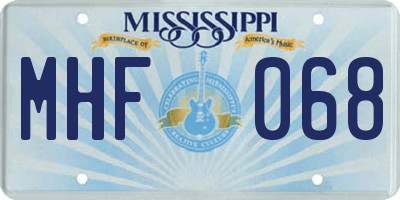 MS license plate MHF068
