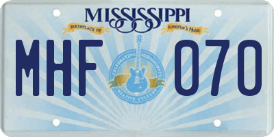 MS license plate MHF070