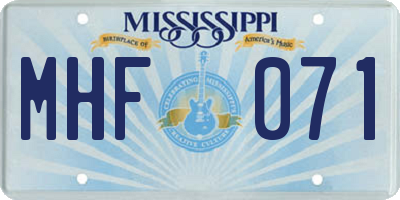 MS license plate MHF071