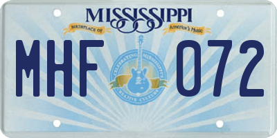 MS license plate MHF072