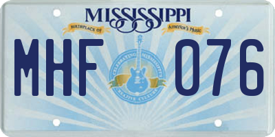 MS license plate MHF076