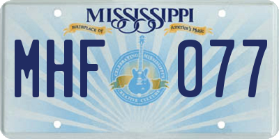 MS license plate MHF077