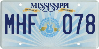 MS license plate MHF078