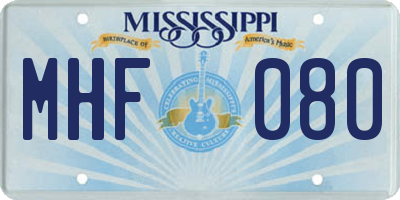 MS license plate MHF080