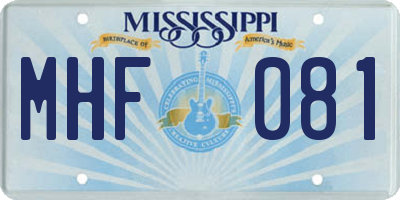MS license plate MHF081