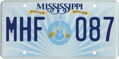 MS license plate MHF087