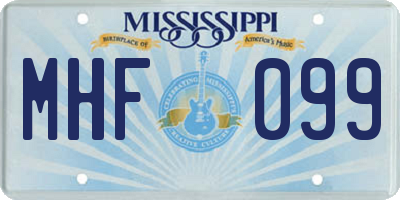 MS license plate MHF099
