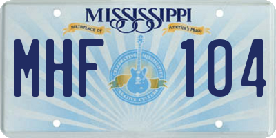 MS license plate MHF104