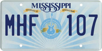 MS license plate MHF107