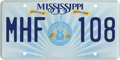 MS license plate MHF108